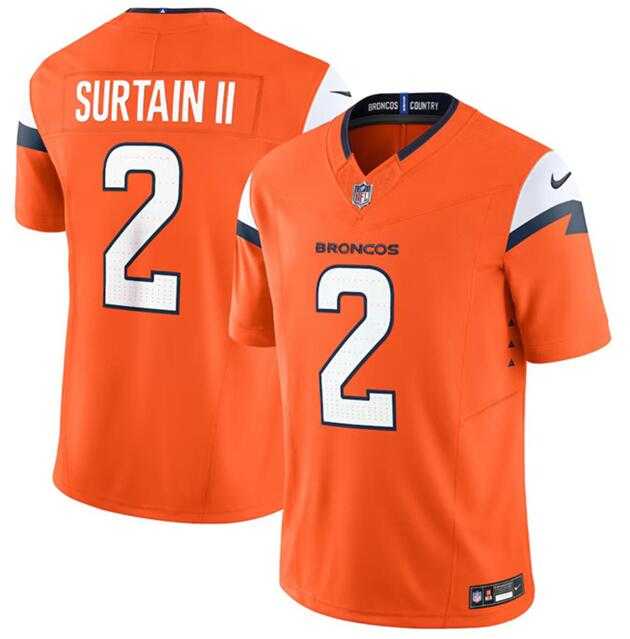 Mens Denver Broncos #2 Pat Surtain II Orange 2024 F.U.S.E. Vapor Limited Stitched Football Jersey Dzhi